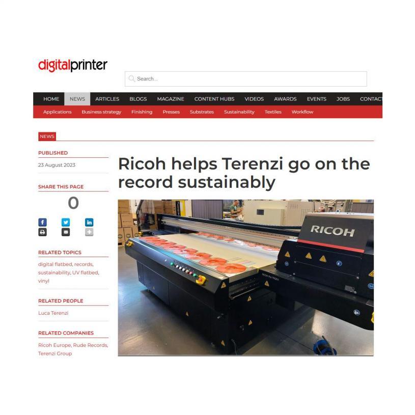 NEWS Ricoh helps Terenzi go on the record sustainably